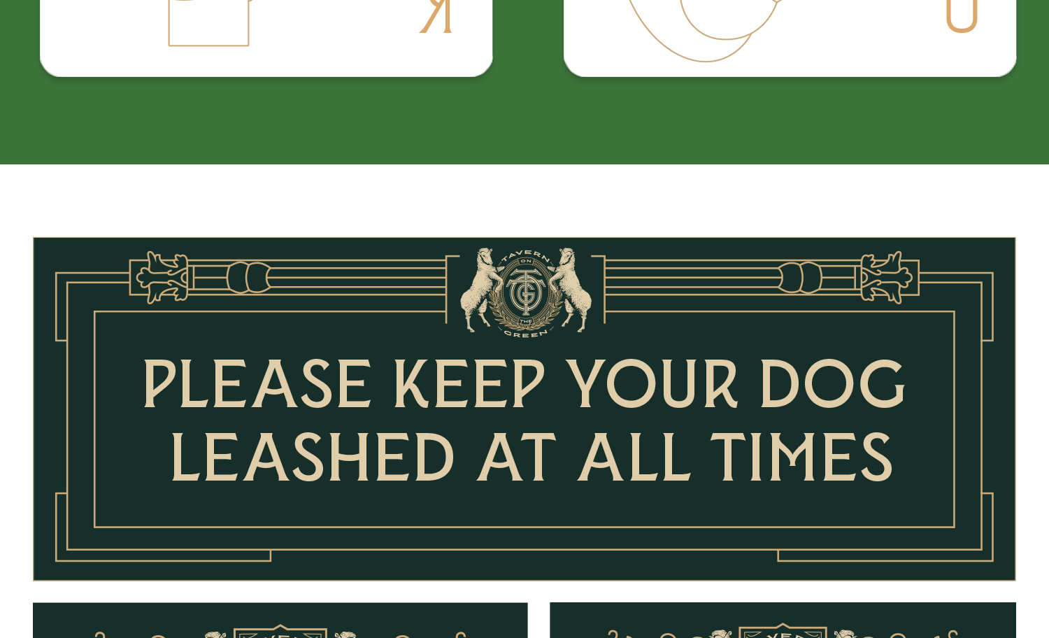 Tavern on the Green restaurant branding message board