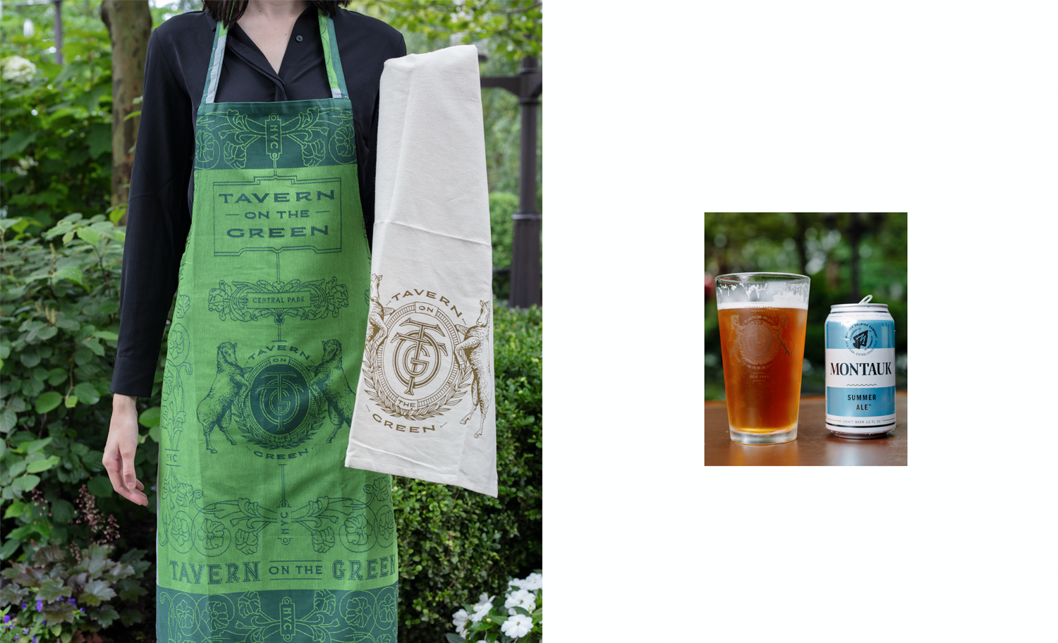 Tavern on the Green restaurant branding logo on Apron