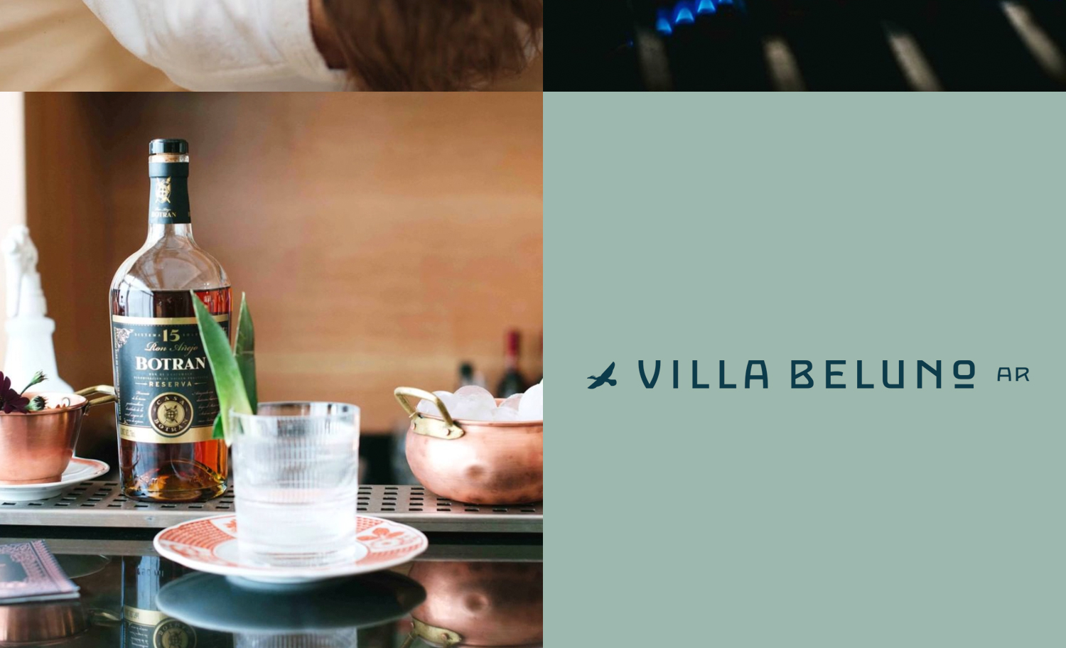 Villa Beluno Logo Image with Food, Lady and Cutlery